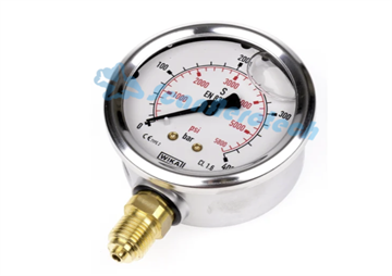 0-400 BAR Pressure gauge 1/4'' Bottom connection with glycerine